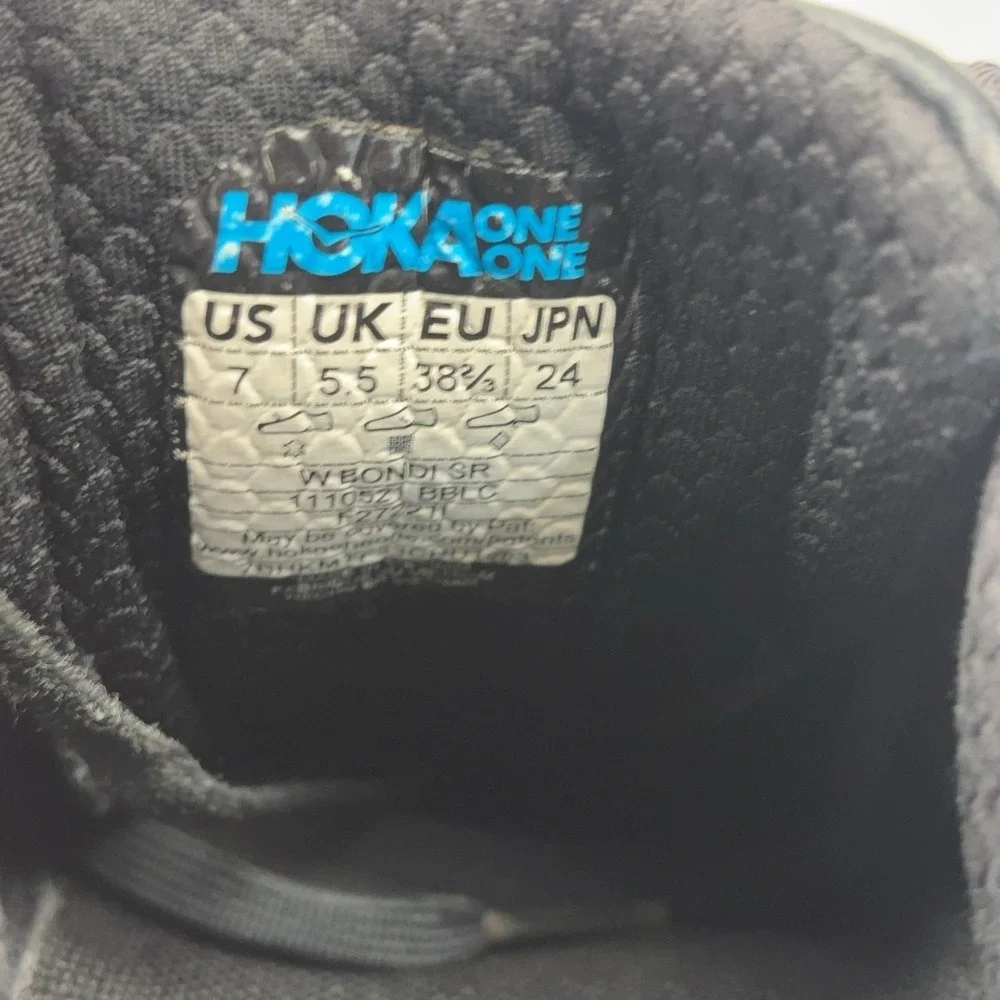 Hoka One One Bondi SR Shoes Womens Size 7 Black Sneakers Cushioned Leather